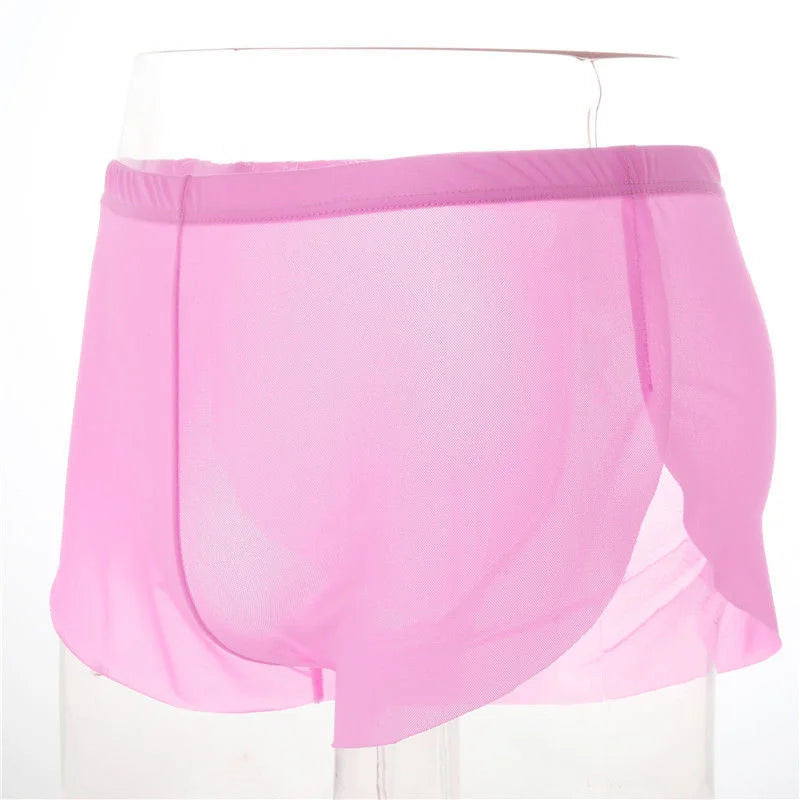 Summer Thin Mesh Mesh Boxers for Men Breathable Seamless Male Panties Transparent Trunk Shorts Mid Waist luvshop24