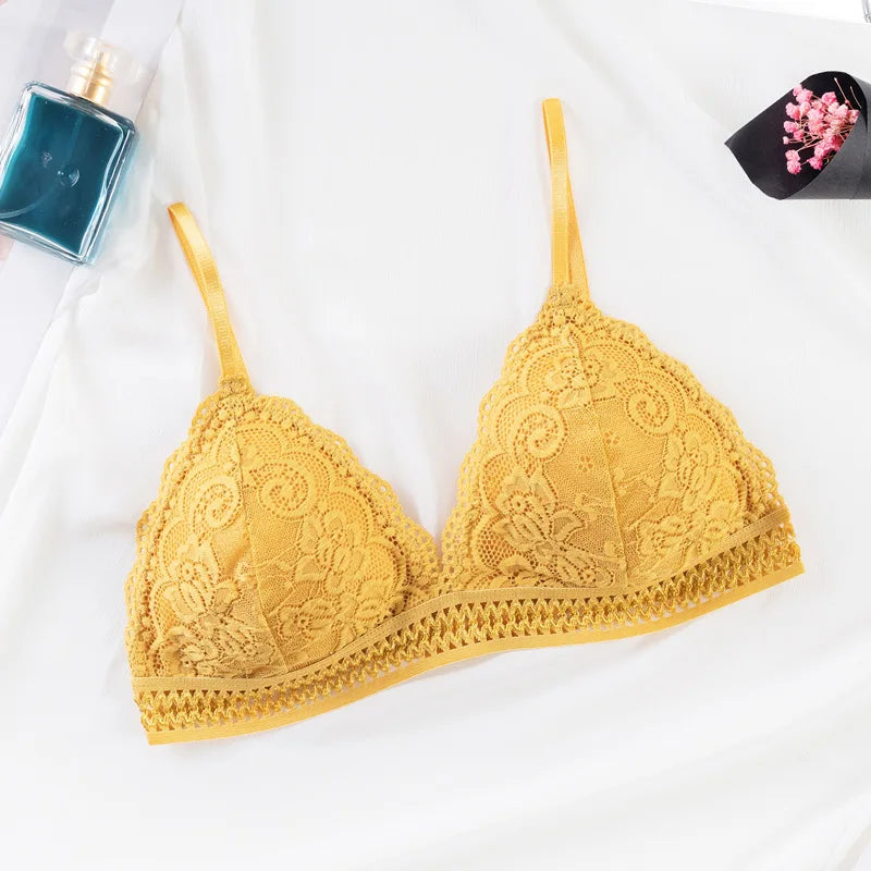 Lace Underwear Female Thin Section Bra Solid Color Embroidery Hollow Tube Top Black/RedWhite 3 Colors luvshop24