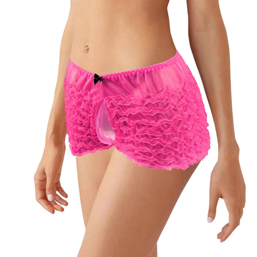 Fashion Mens Sissy Pouch Underwear Sexy Lace Briefs Knickers Shorts Underpants Male Low Rise Erotic Panties Boxers Cake Pants luvshop24