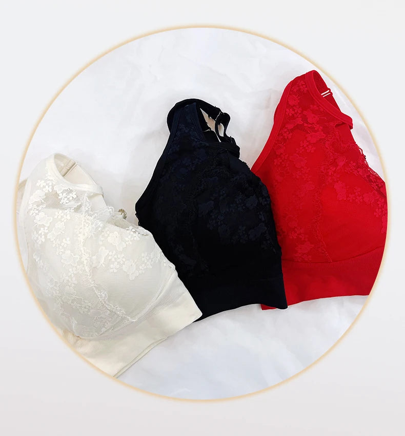 1pcs Lace Sexy Bra No Steel Ring Comfortable Full Cup Large Size Bra Vest Bra One Gather Anti Sagging Underwear luvshop24