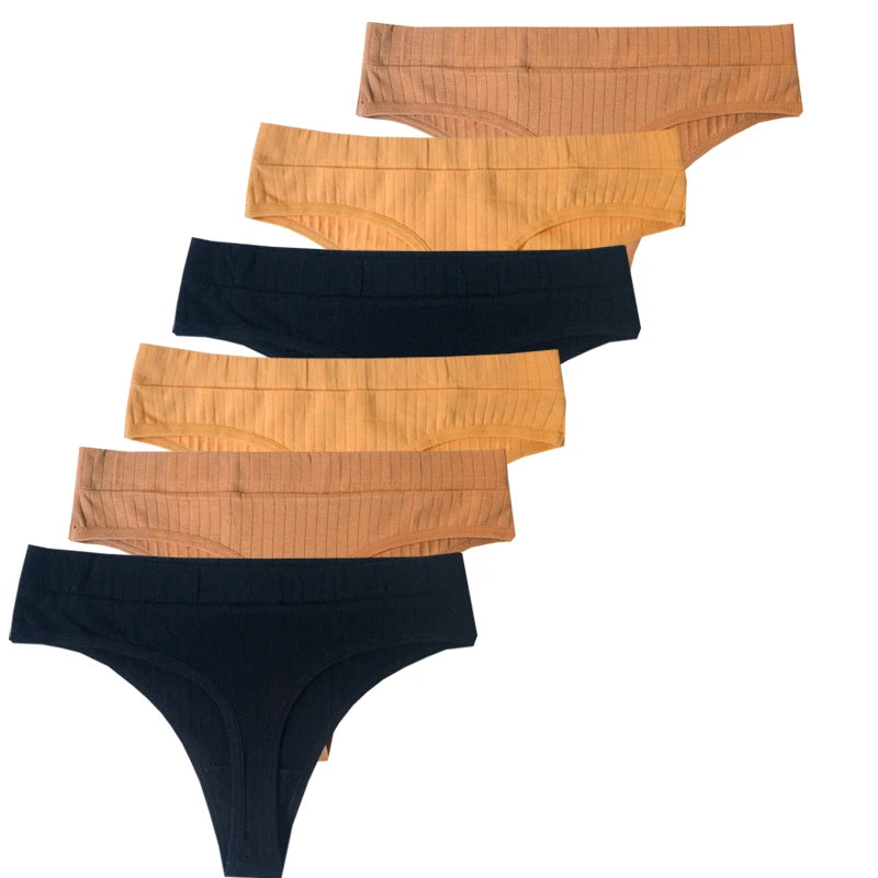 3pcs Cotton Women's Thong Panties Breathable Low Waist Seamless Underwear Sexy Female Lady Comfortable Solid Color G-String luvshop24