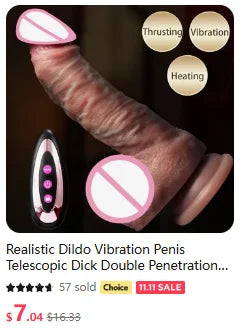 Adult Dildo Heated Vibrator Realistic Telescopic Vibrating Penis Vagina Masturbation Sex Toys For Women Penetration Anal Plug luvshop24