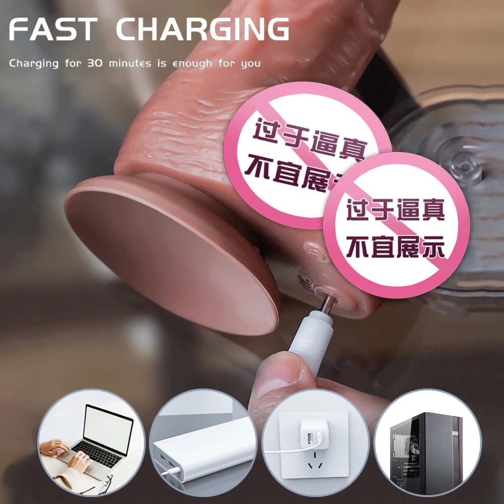Realistic Dildo Vibrator for Women Sex Toys Heating Big Cock Remote Control Penis Telescopic Vibrators Anal Female Stimulator luvshop24