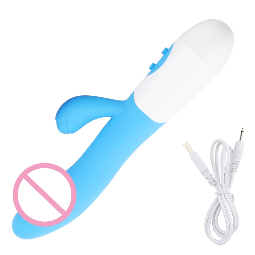 Rechargeable Dildo Rabbit Vibrator Dual Vibration G Spot Vagina Massager AV Stick Clitoris Sex Toys for Women Female Masturbator luvshop24