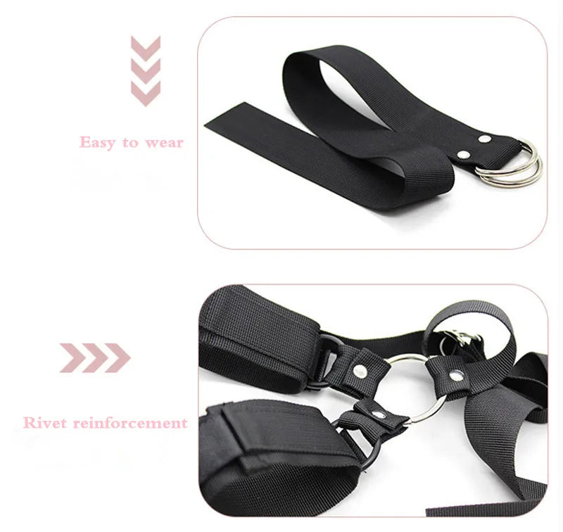 Behind Back Hand Cuffs Slave Collar BDSM Bondage Restraints Mouth Gag Harness For Women Bondage Gear Erotic Toys For Couples luvshop24
