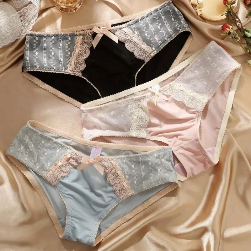 Lace Briefs Sexy Panties for Women Ice Silk Panties Large Underwear Sexy Wrap Buttocks Briefs Embroidery Lace Panties luvshop24
