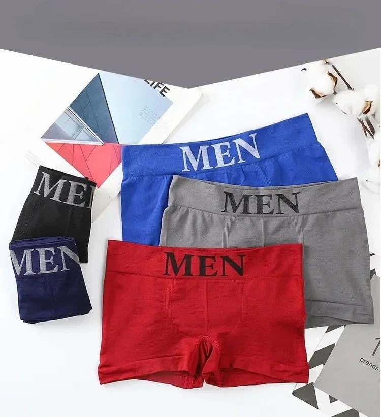3 Pcs Men's Panties Underwear Boxers Breathable Man Boxer Solid Underpants Comfortable Male Brand Shorts Black Blue Underwear luvshop24
