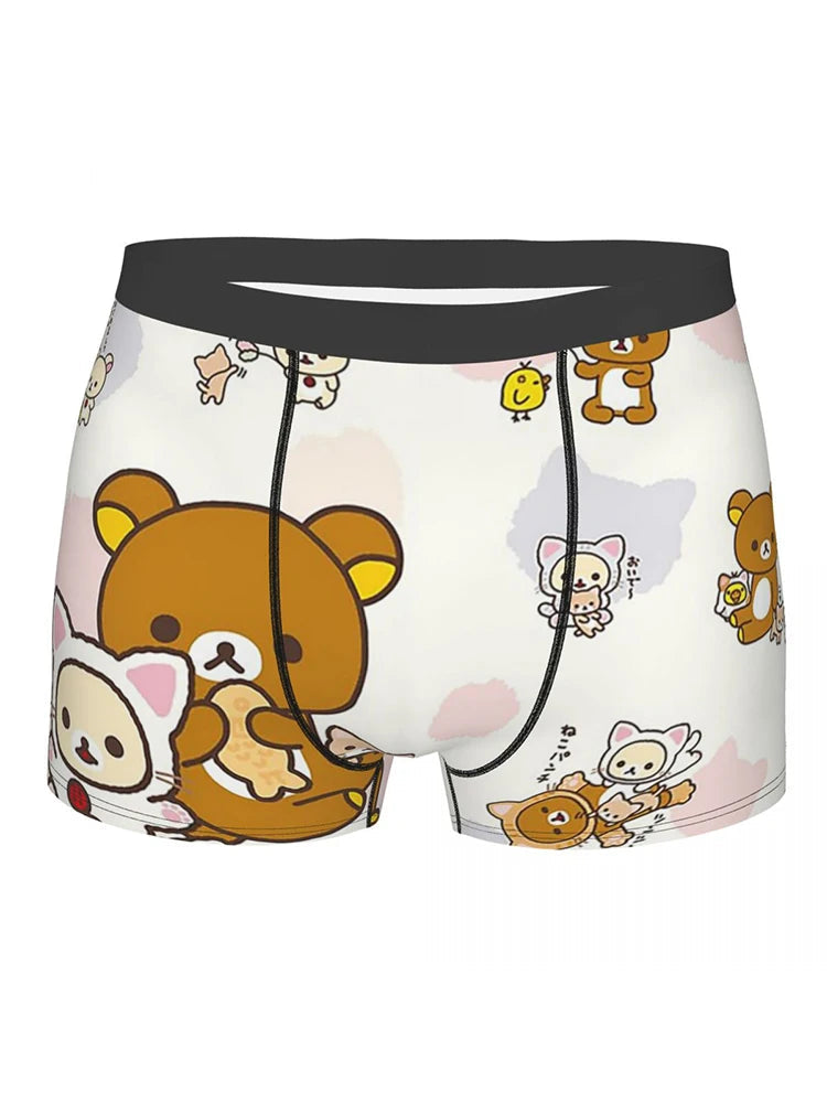 2025 New Summer Breathable Cute 3d Printed Cat Rilakkuma Bear Underwear Men'S Underwear Men'S Underwear Sexy Shorts Boxer Underw luvshop24