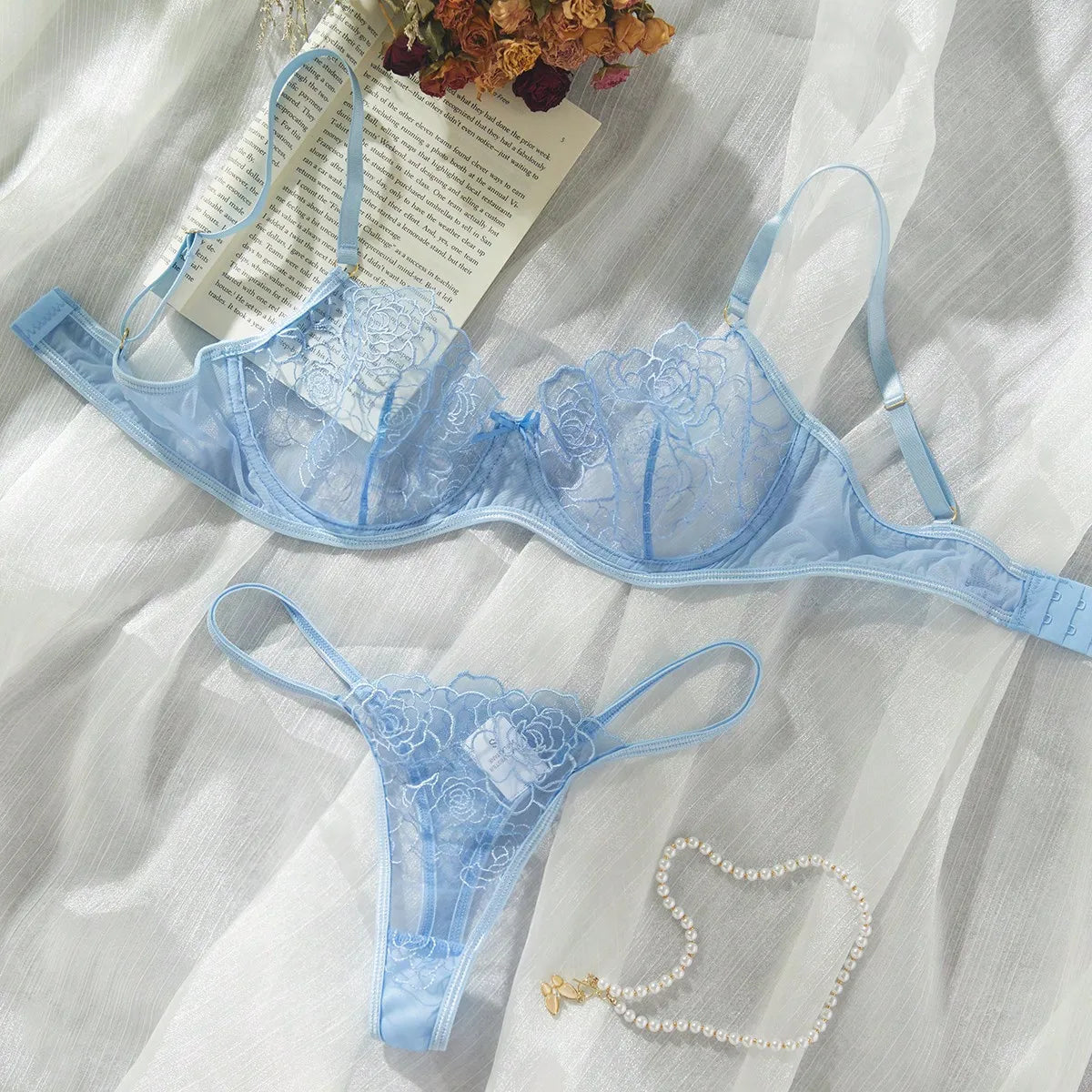 2 Pieces Sexy Lingerie Set Women Babydolls Erotic Floral Bra Set Erotic Lingerie Female Lace Underwear Brief Sets luvshop24