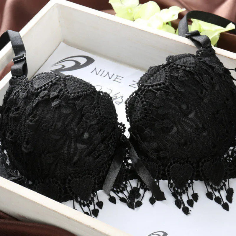 Lace Underwear Bra for Women Thin Wireless Adjustable Shoulder Strap Female Sexy Hollowed Floral Lace Underwear Large Size Bras luvshop24