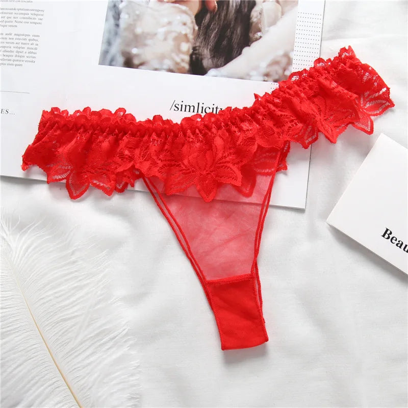 Lace Sexy Thongs Transparent Women's Underwear Cotton Crotch Hollow Out Traceless Panties Seamless Low Waist Seamless Briefs luvshop24