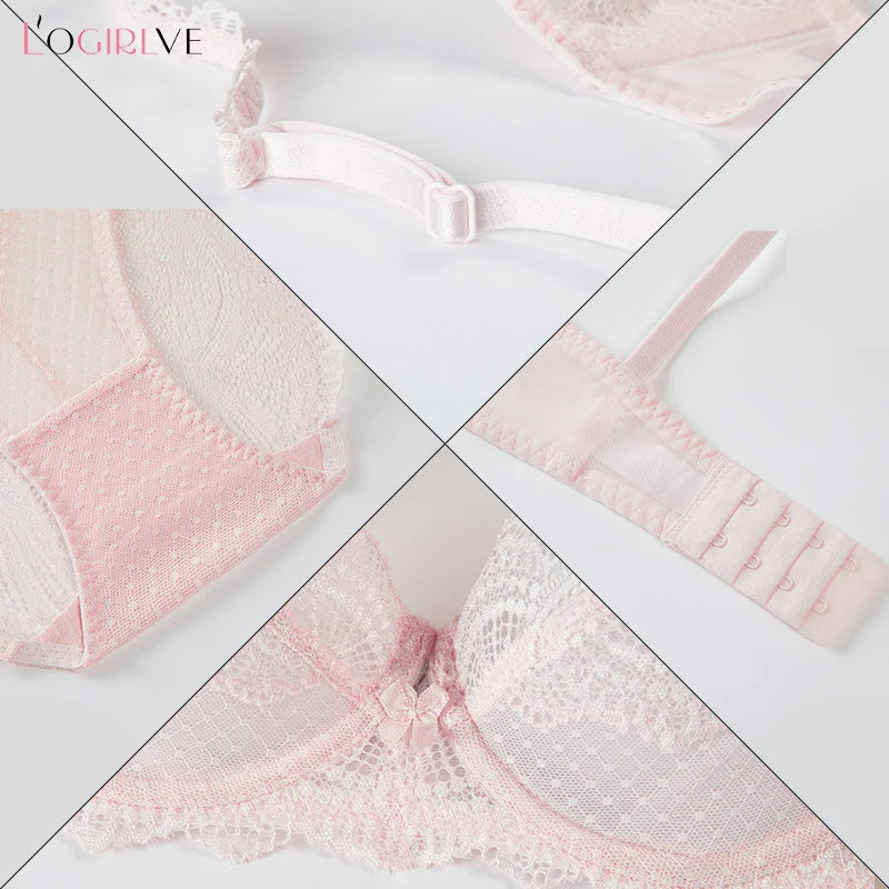 Logirlve Sexy Ultra-thin Lingerie Bra Panties Sets Transparent Brassiere Underwear Set Plus Size Women Lingerie Set Lace Bras luvshop24