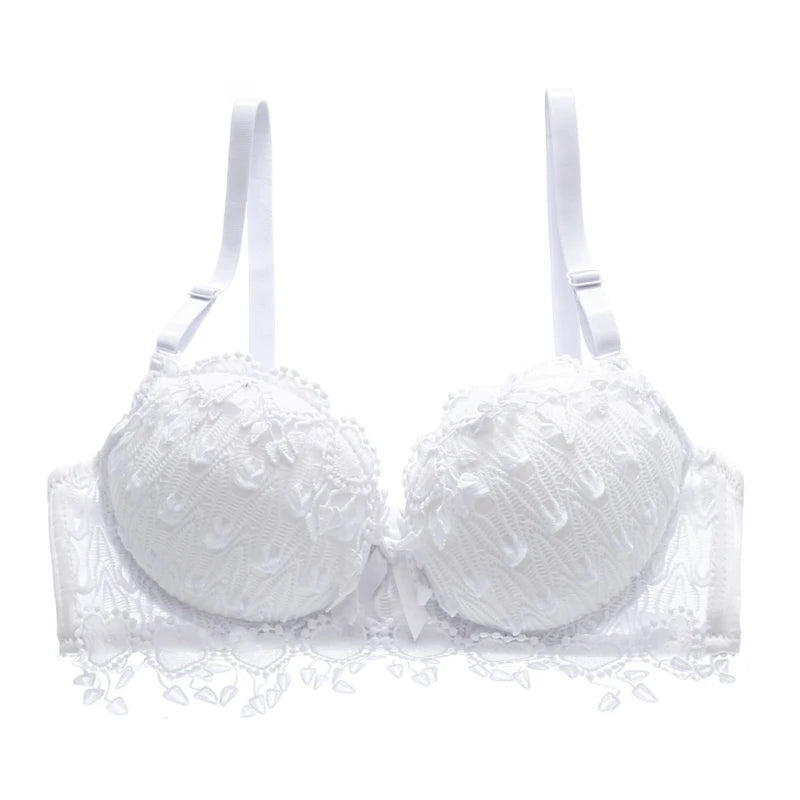 Lace Underwear Bra for Women Thin Wireless Adjustable Shoulder Strap Female Sexy Hollowed Floral Lace Underwear Large Size Bras luvshop24