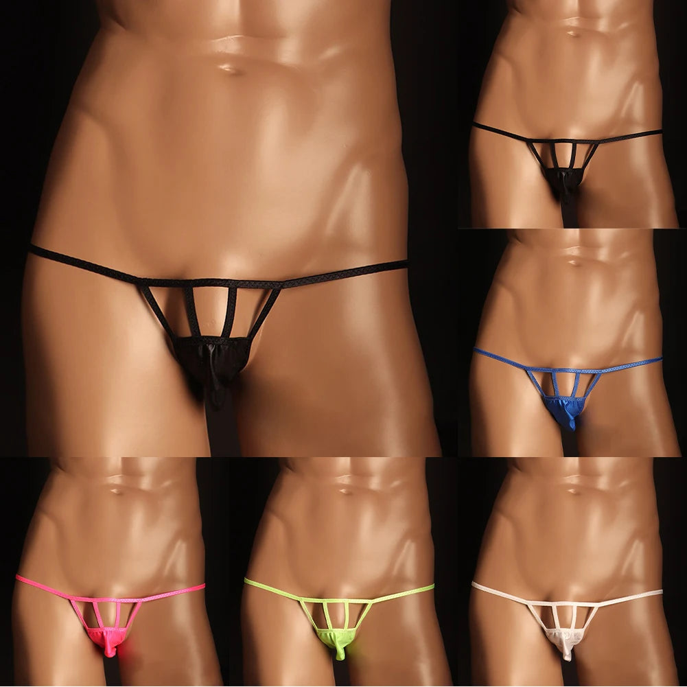 Sexy Mens Briefs Low Rise G-String Hollow Out Thong Low Rise Underwear Male Gay Sissy Bulge Pouch Underpants Breathable Panties luvshop24
