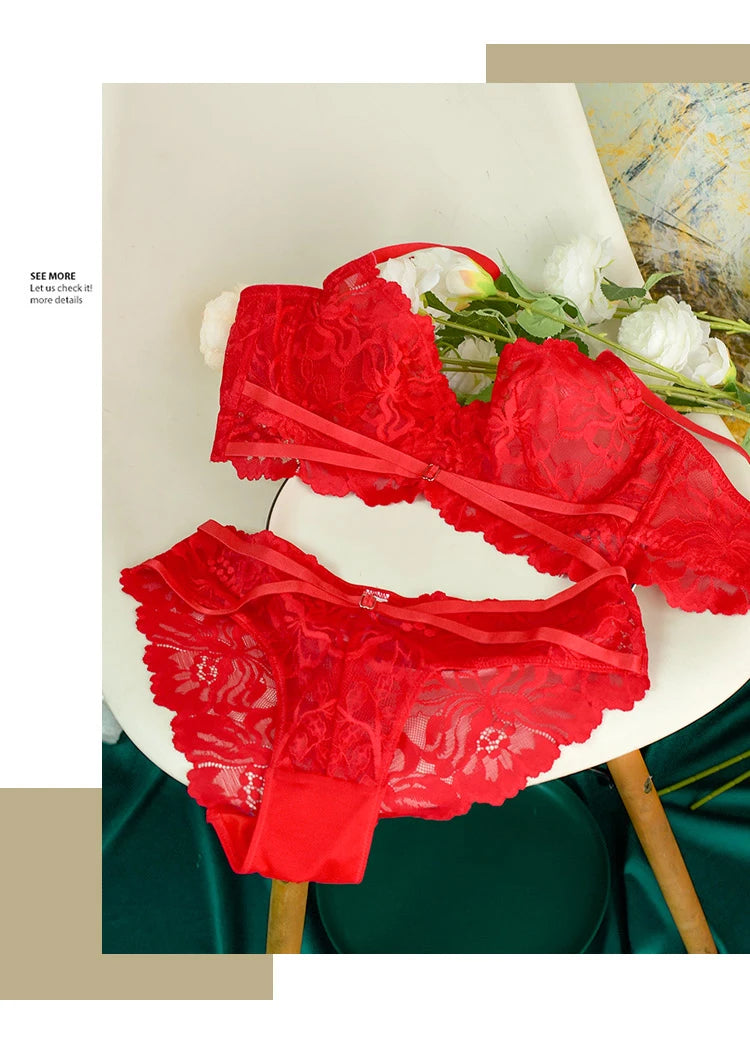 Logirlve Sexy Tоy For Women Bra Set Lingerie Push Up Brassiere Lace Embroidery Underwear Set Ultra-thin Cup Female Lingerie luvshop24