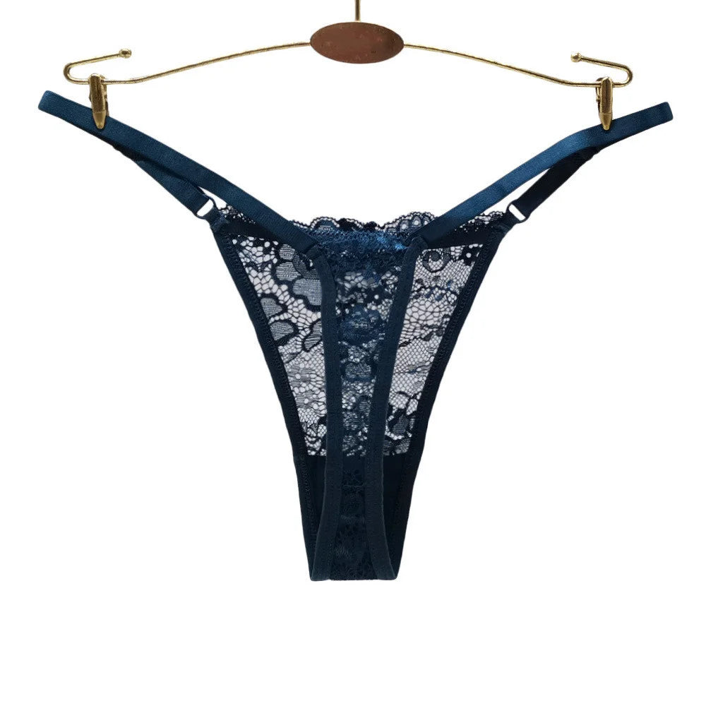 3PCS Adjustable Sexy Transparent Thong Panties Women Lace Underwear Low Waist Female T-back String Underpants luvshop24