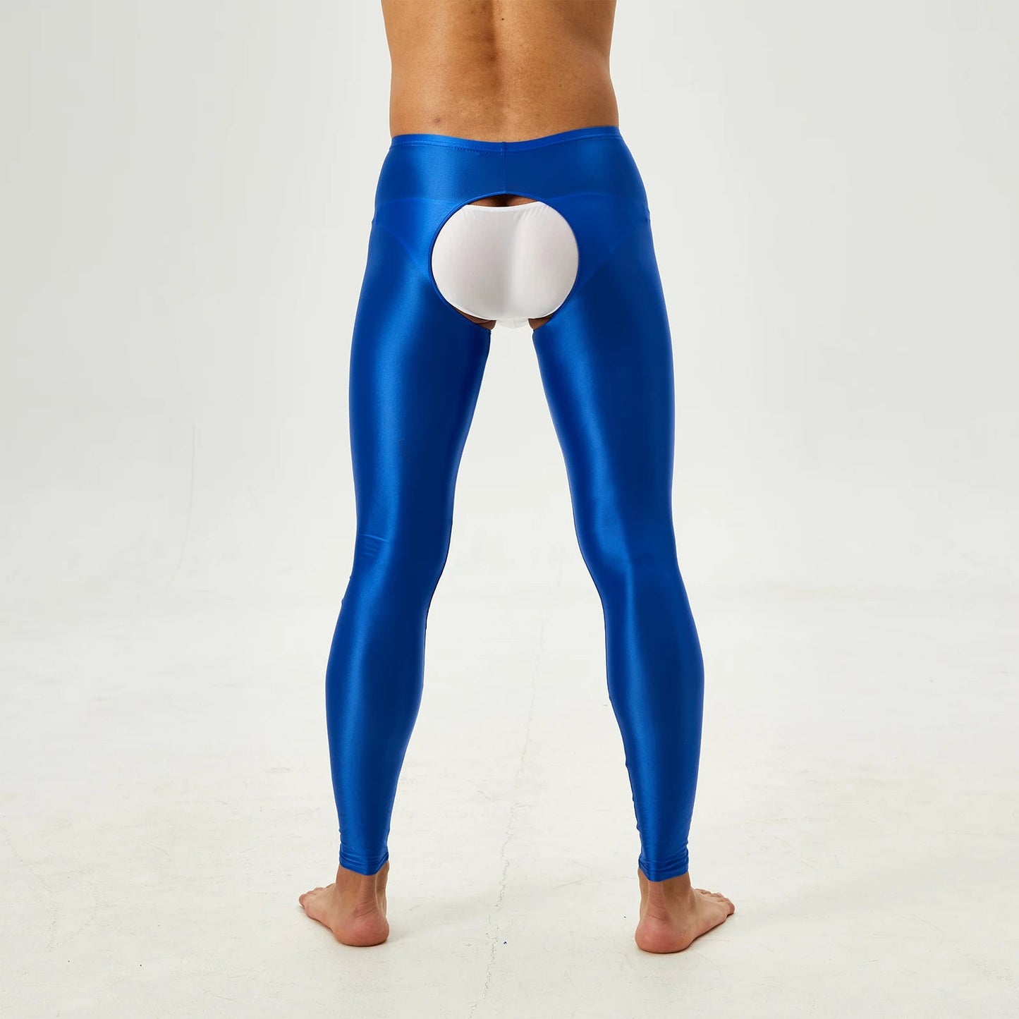 Glossy Crotchless Open Butt Leggings Mens Gays Erotic Nightwear Underpants High Waist Slim Fit Tights Underwear Baselayer Pants luvshop24