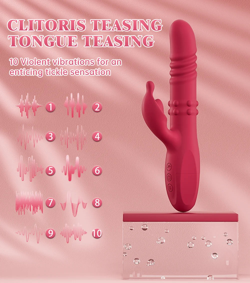 Telescopic Rabbit Vibrator for Women Powerful G Spot Rotating Massage Vaginal Clitoris Stimulator Female for Adult Sexy Toys luvshop24