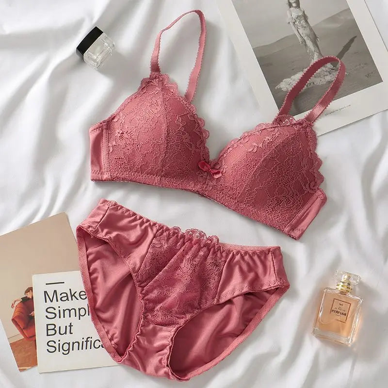 Lace Lingerie 2 Pieces Women Underwear Set 3/4 Cup Plus Size Bras Panty Brief Sets White Black Sexy Lingerie Seamless Bra Sets luvshop24