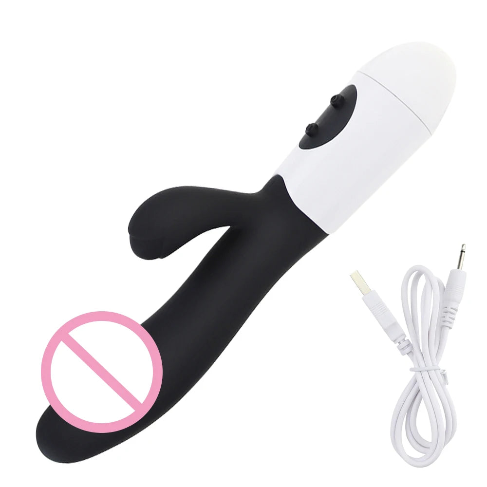 Rechargeable Dildo Rabbit Vibrator Dual Vibration G Spot Vagina Massager AV Stick Clitoris Sex Toys for Women Female Masturbator luvshop24