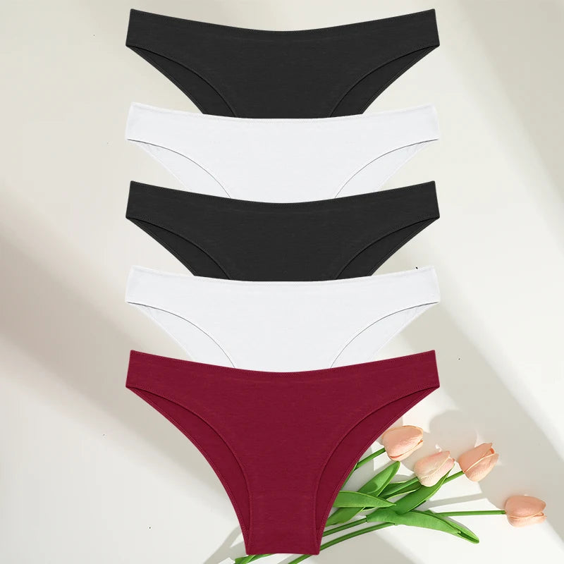 FINETOO 5PCS/Set M-XXL Panties Women Cotton Lingerie Woman Underwear Sexy Femme Underwear Girls Underpant Panty 7 Solid Colors luvshop24