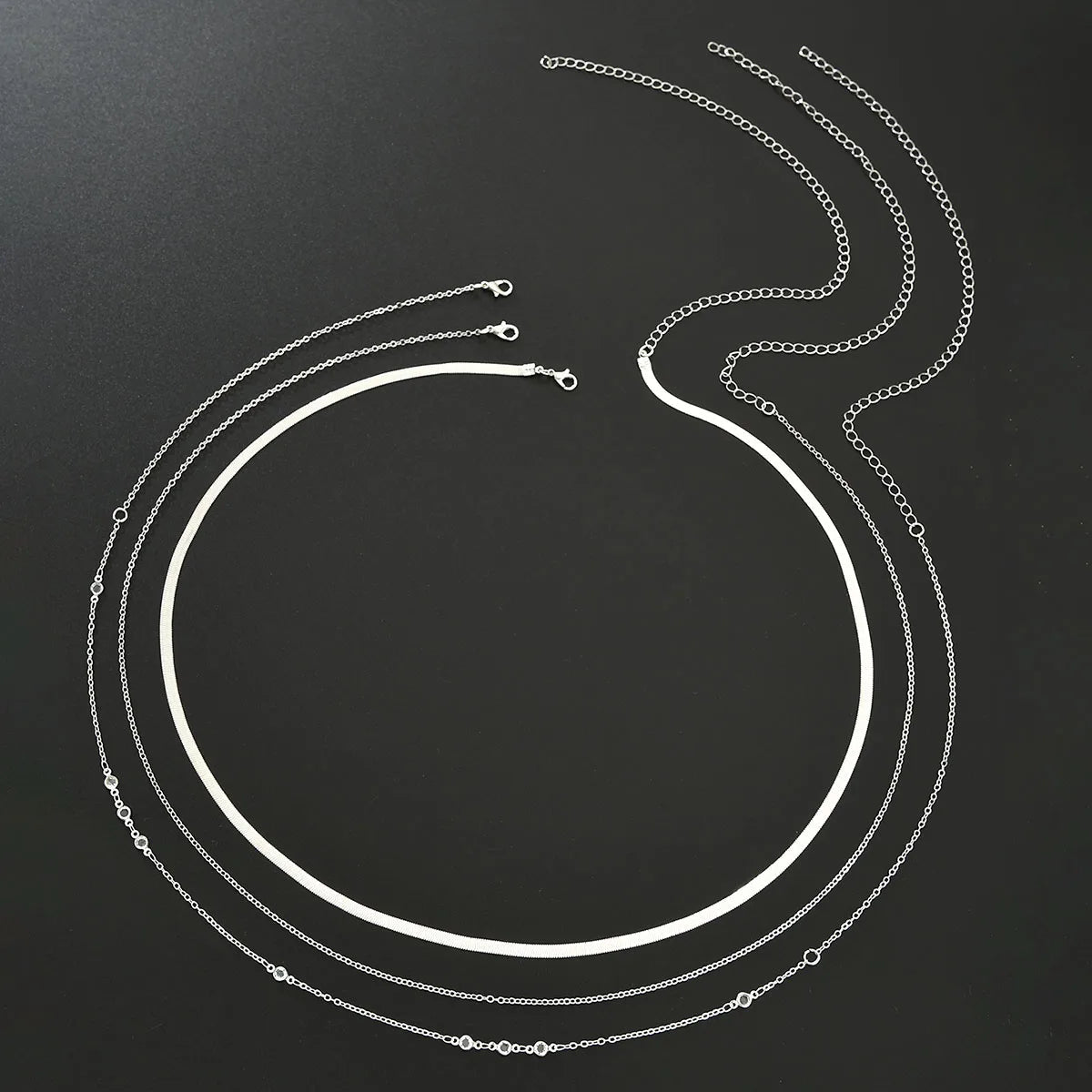3Pcs Boho Flat Snake Chain Belly Waist Chain for Women Simple Silver Color Zircon Summer Beach Jewelry Female Bikini Accessories luvshop24