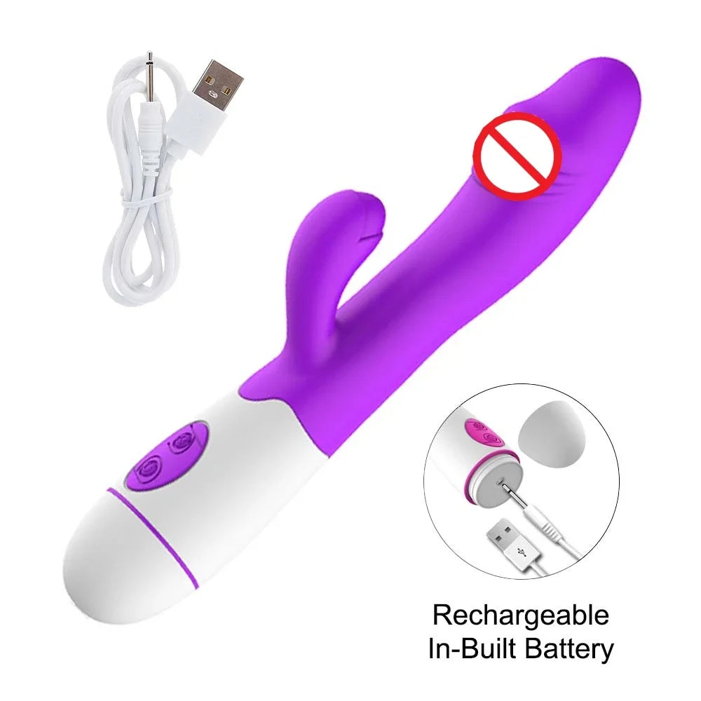 Powerful Rabbit Vibrator Dildo Dual Vibration G Spot Clitoris Stimulation Masturbators Vaginal Massager Adult For Women Sex Toys luvshop24