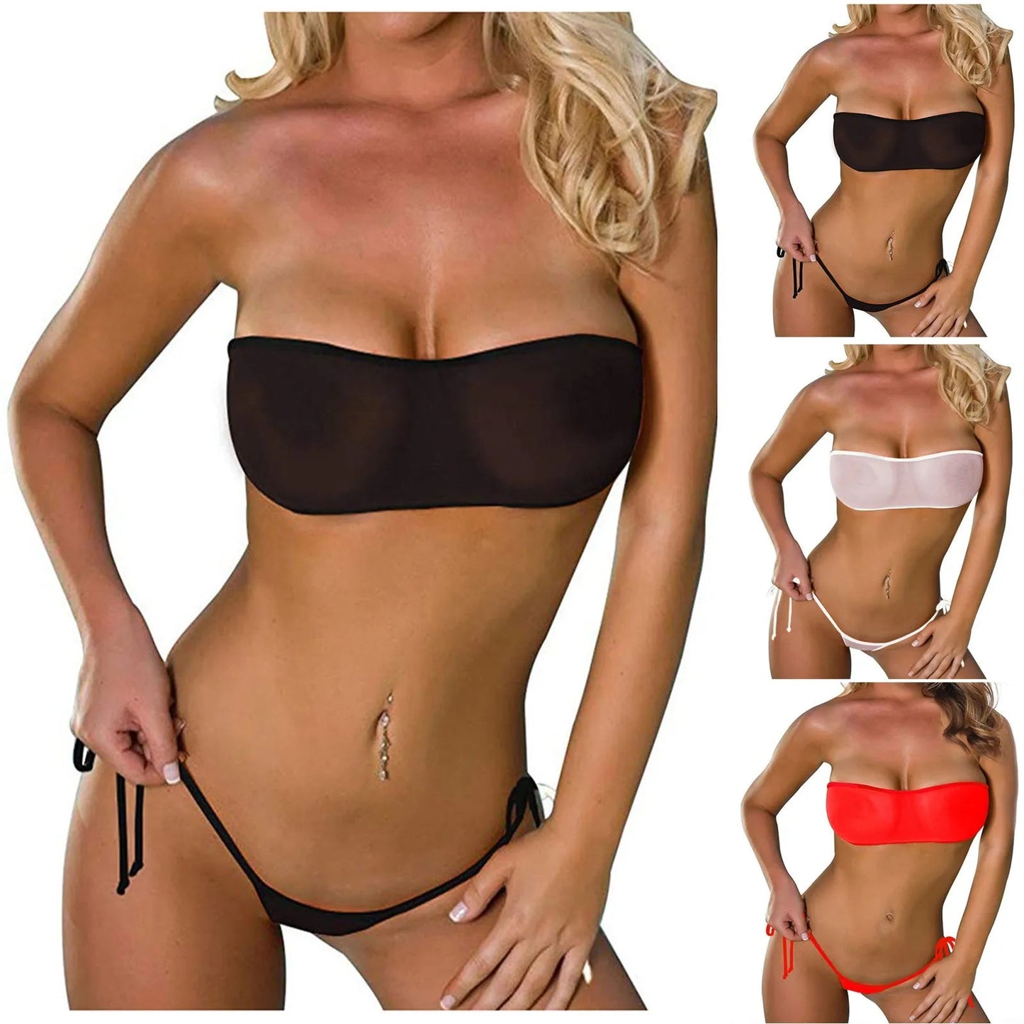 Women'S Underwear Tow Piece Swimsuit High Cut Backless Bikini Set Sexy Lingerie Swimwear Mesh Underwear Lingeries Sexy Female luvshop24