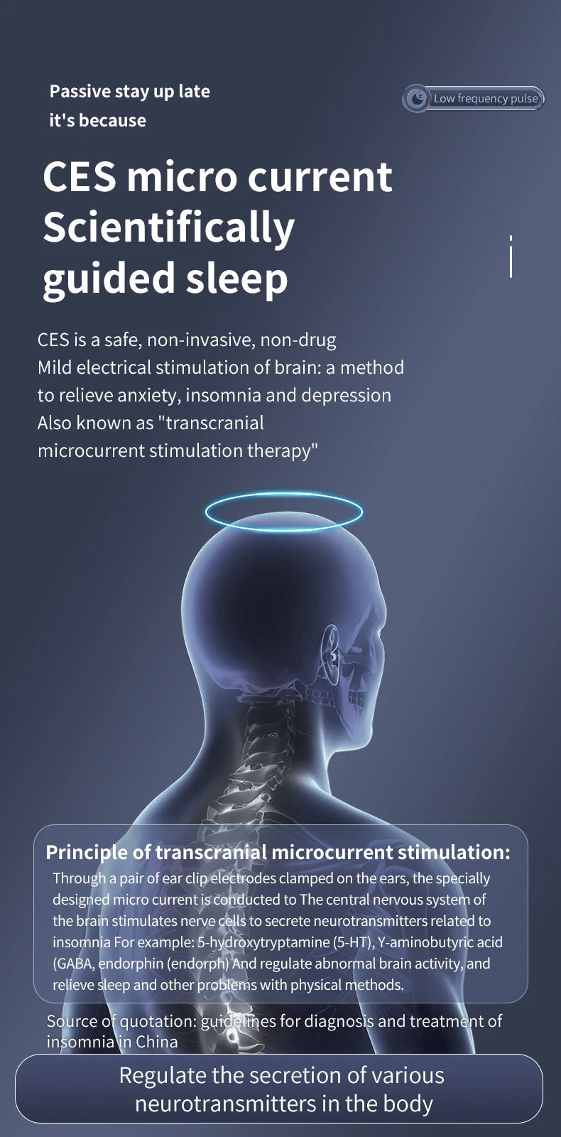 Insomnia Anxiety Depression Ces Therapy Device Anxiety Electronic Acupuncture Apparatus Sleeping Aid Device luvshop24