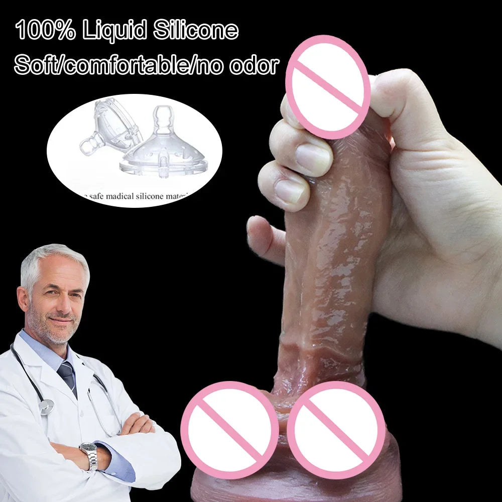 18+ Realistic Dildos For Women Liquid Skin Silicone Dildo With Suction Cup Vaginal/G-Spot Masturbation Massage Penis Realista luvshop24