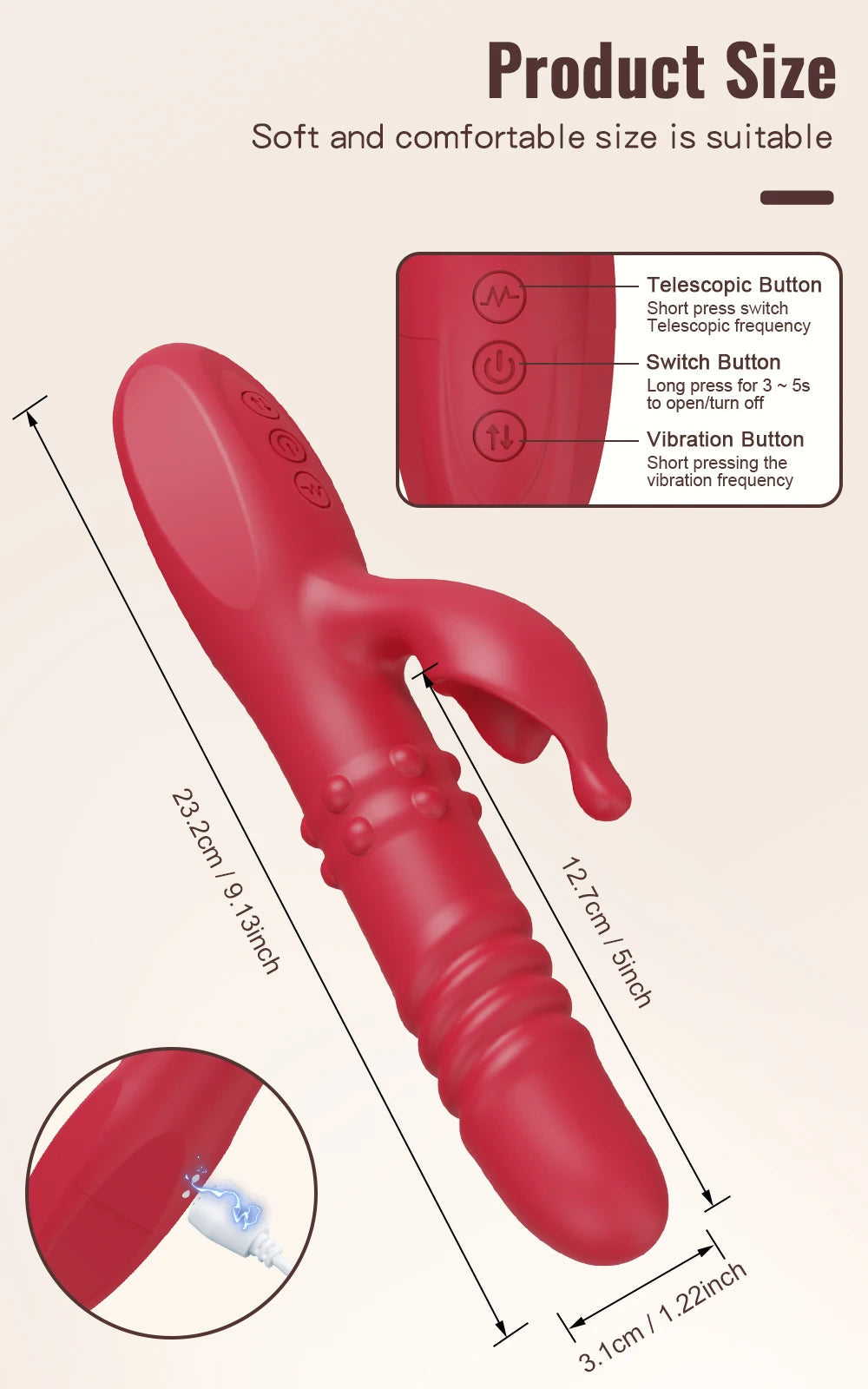 Rabbit Vibrator For Women Powerful G Spot Telescopic Rotating Clitoris Vagina Stimulator Female Masturbator For Adult Sexy Toys luvshop24