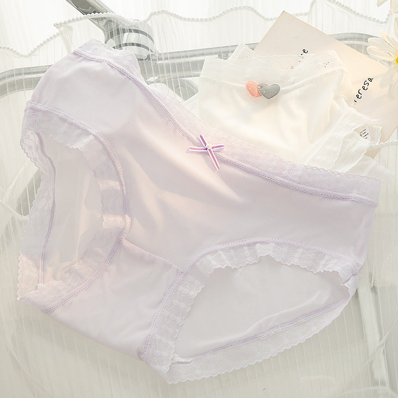 L-XL Women's Underwear Panty Sexy Lace Panties Girls' Fashion Ice Silk Briefs Middle Waist Seamless Underpants Female Lingerie luvshop24