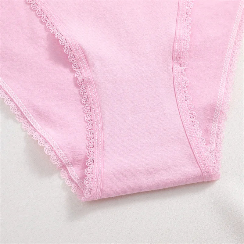 Lace Panties Women Cotton Briefs Female Comfortable Underwear 4PCS/Set Elstice Solid Color Panties Female Low Rise Sexy Lingerie luvshop24