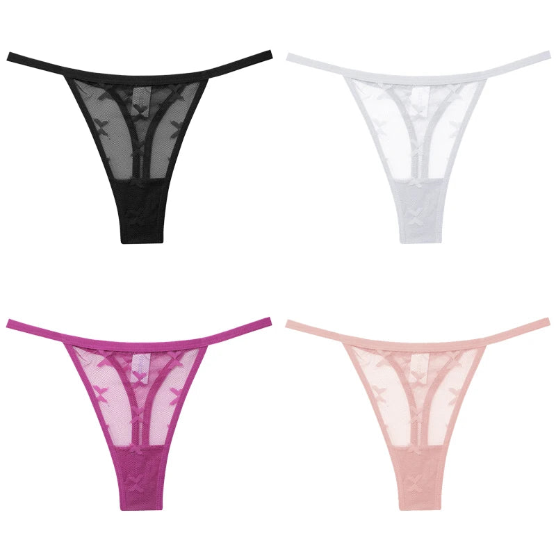 4Pcs Lace Bikini Panties Women Sexy Thongs Lace G-string Underpants S-XL Ladies Comfortable T-Back Underwear Sexy Lingerie 2022 luvshop24