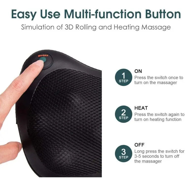 Deep Kneading Shiatsu Pillow Massager with Heat for Shoulder Neck and Back luvshop24