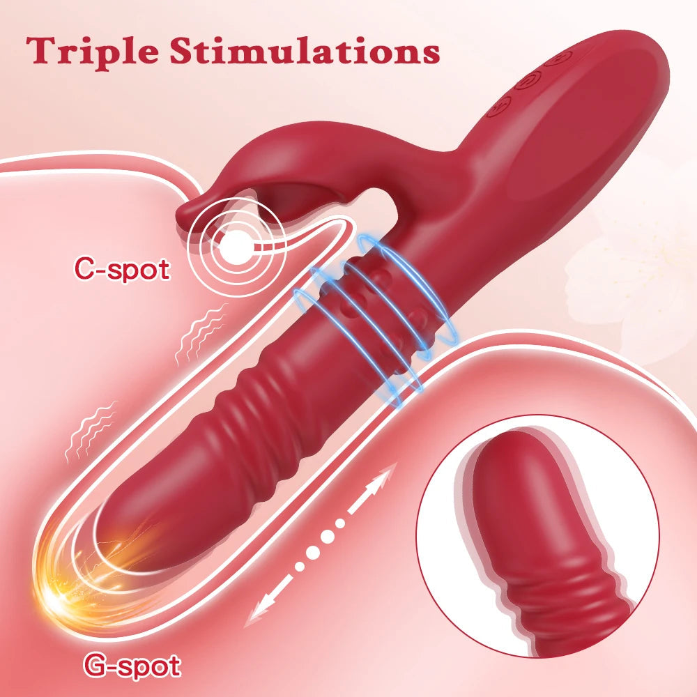 Rabbit Vibrator For Women Powerful G Spot Telescopic Rotating Clitoris Vagina Stimulator Female Masturbator For Adult Sexy Toys luvshop24