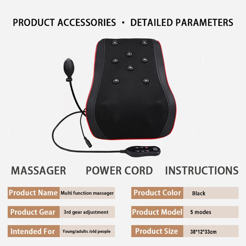 Portable Massager, Waist Massager, Full-body Muscle Relaxer, Car-portable Backrest Vibration Comfort Massager luvshop24