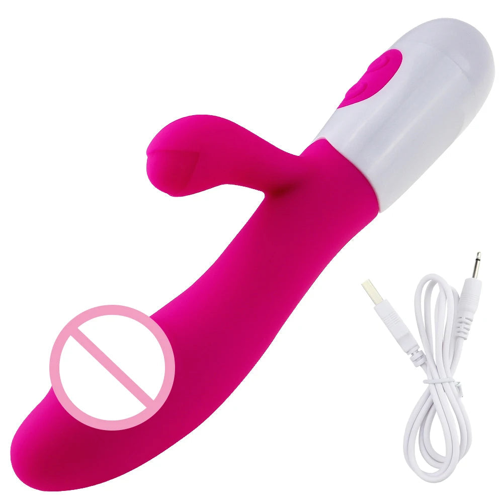 Rechargeable Dildo Rabbit Vibrator Dual Vibration G Spot Vagina Massager AV Stick Clitoris Sex Toys for Women Female Masturbator luvshop24