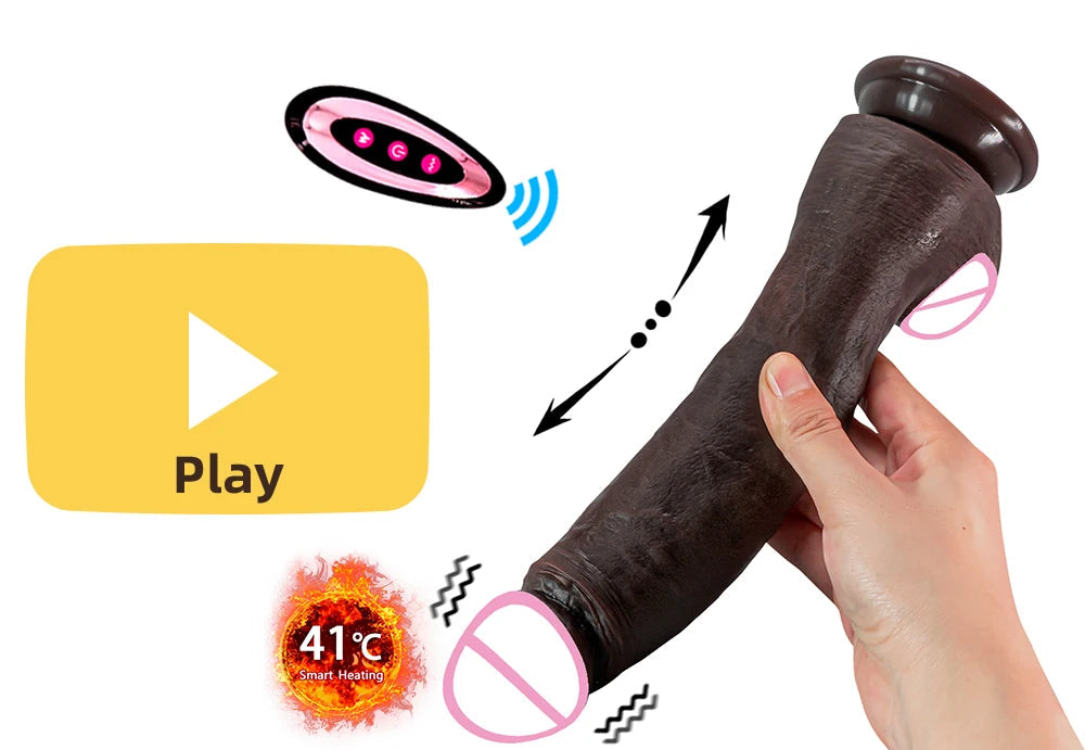 10.6in Long Realistic dildo Black vibrator penis telescopic Swing Heating silicone dildo remote control Dildo Vibrator for wome luvshop24