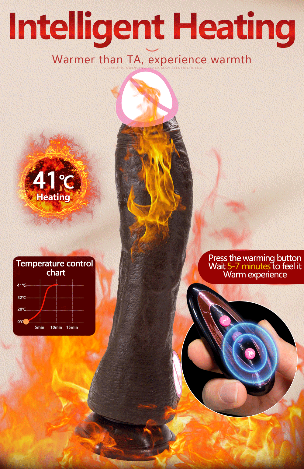 10.6in Long Realistic dildo Black vibrator penis telescopic Swing Heating silicone dildo remote control Dildo Vibrator for wome luvshop24