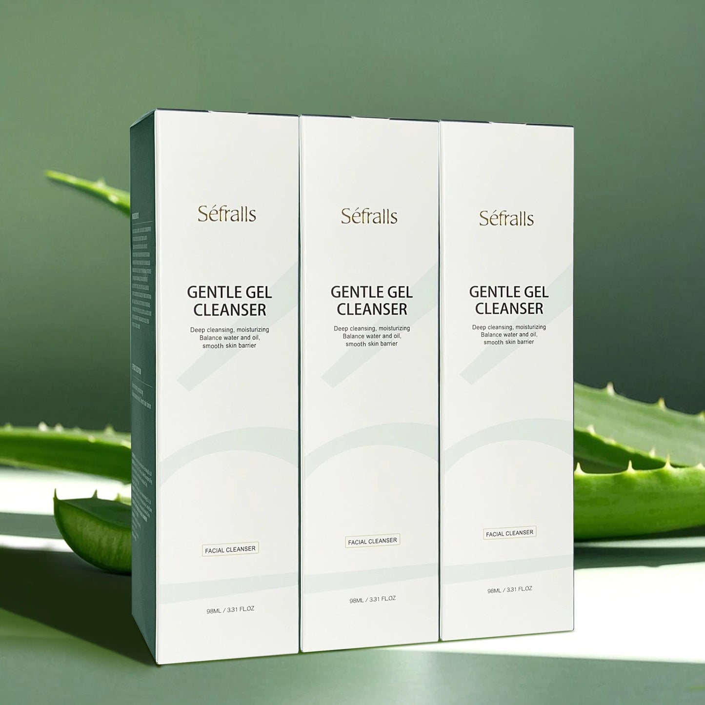 Séfralls Aloe Cleansing Gel Cleansing 98ml*3pcs Soothing And Purifying Cleansing Gel Oil Control High-Tolerance Cleanser luvshop24