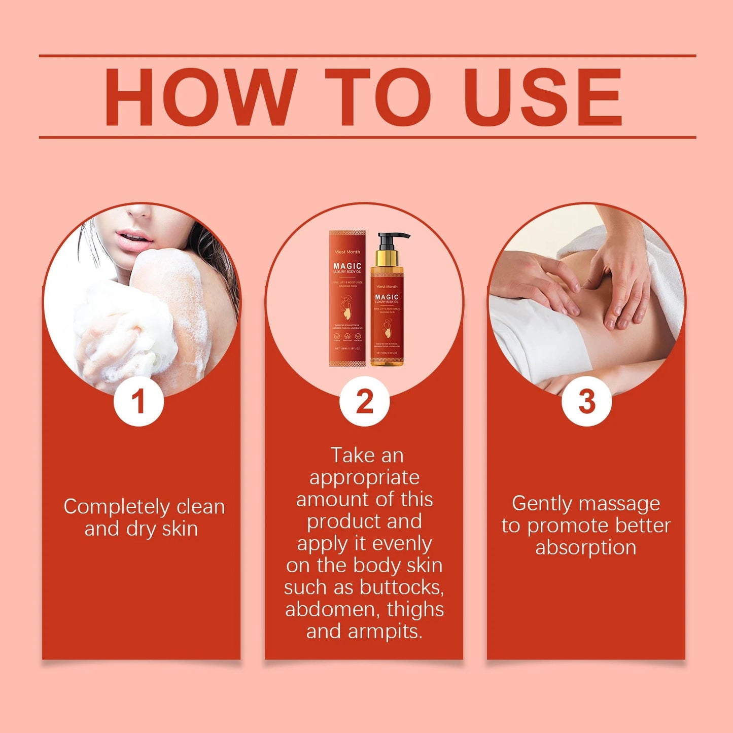 WEST MONTH Magic Luxury Body Oil for Glowing Skin Moisturizing Dry Skin Tightening Firming Chest Thighs Anti-Wrinkle Body Lotion luvshop24