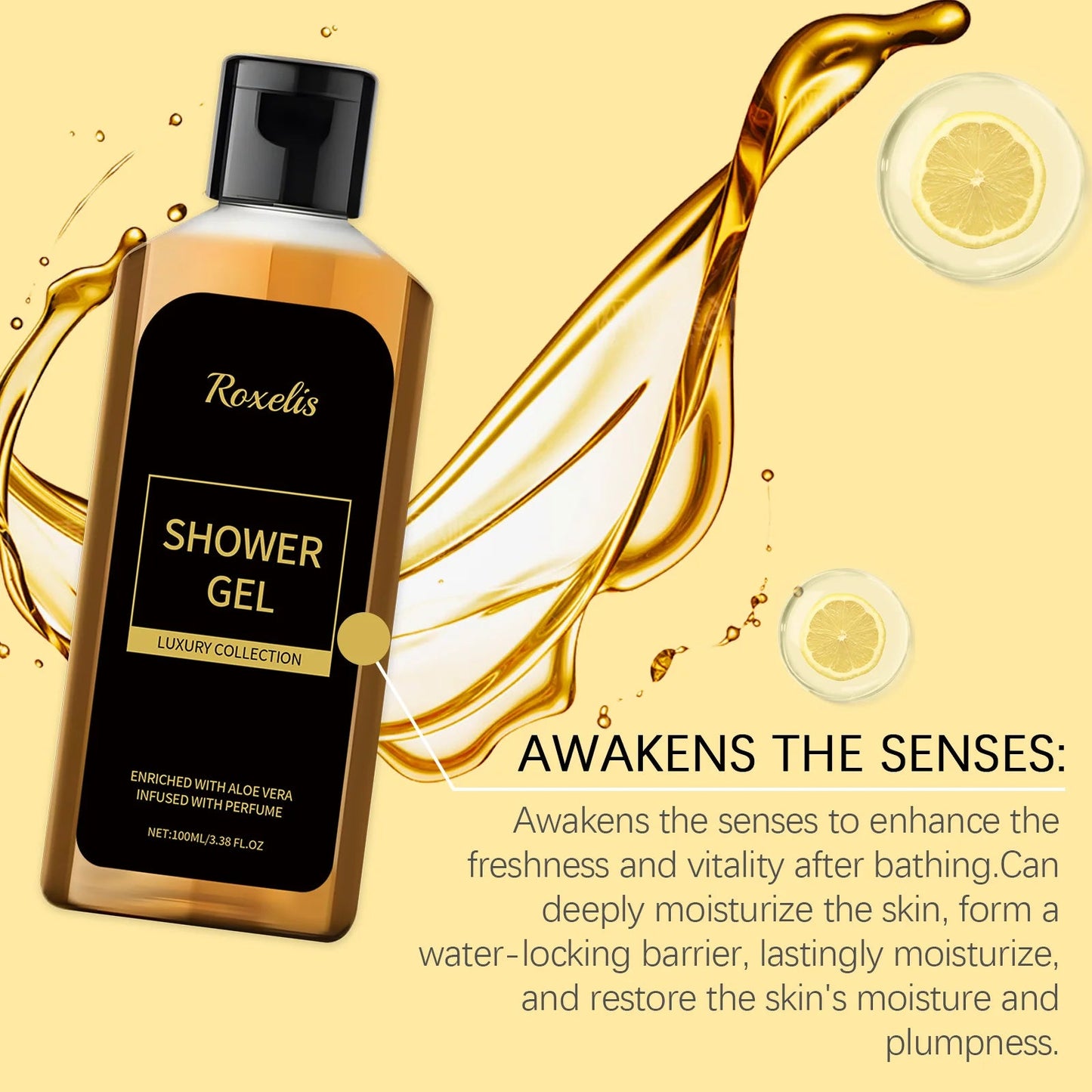 Roxelis Men Shower Wash Pheromone Perfume Shower Gel 100ml Pheromone Shower Gel Aloe Shower Gel Unisex Long-Lasting Freshness luvshop24