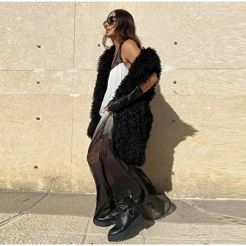 Lace Sling Long Dresses Women Sexy Sleeveless Split See Through Female Mesh Sheer Dress 2025 Summer New Lady Fashion Beach Robes luvshop24
