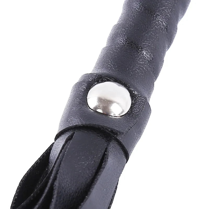 High Quality Pu Leather Pimp Whip Racing Riding Crop Party Flogger Hand Cuffs Queen Black Horse Riding Whip Sports Horsewhip luvshop24
