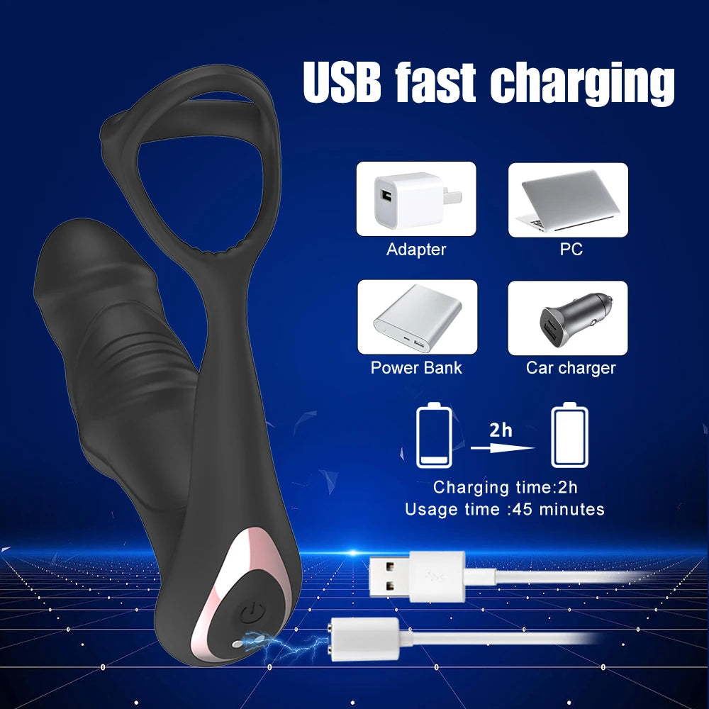 Male Masturbator Penisring Cockring Dick Sleeve Male Prostate Massage Vibrator Dildo Dick Vibrator Male Anal Vibrator luvshop24