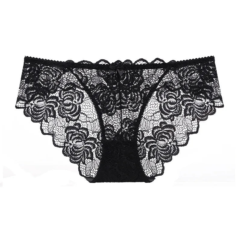 Sexy Lace Underwear Women Ultra-thin Transparent Lace Oversized Panties Female Underwear with Buttocks Low Waist Triangle Bottom luvshop24