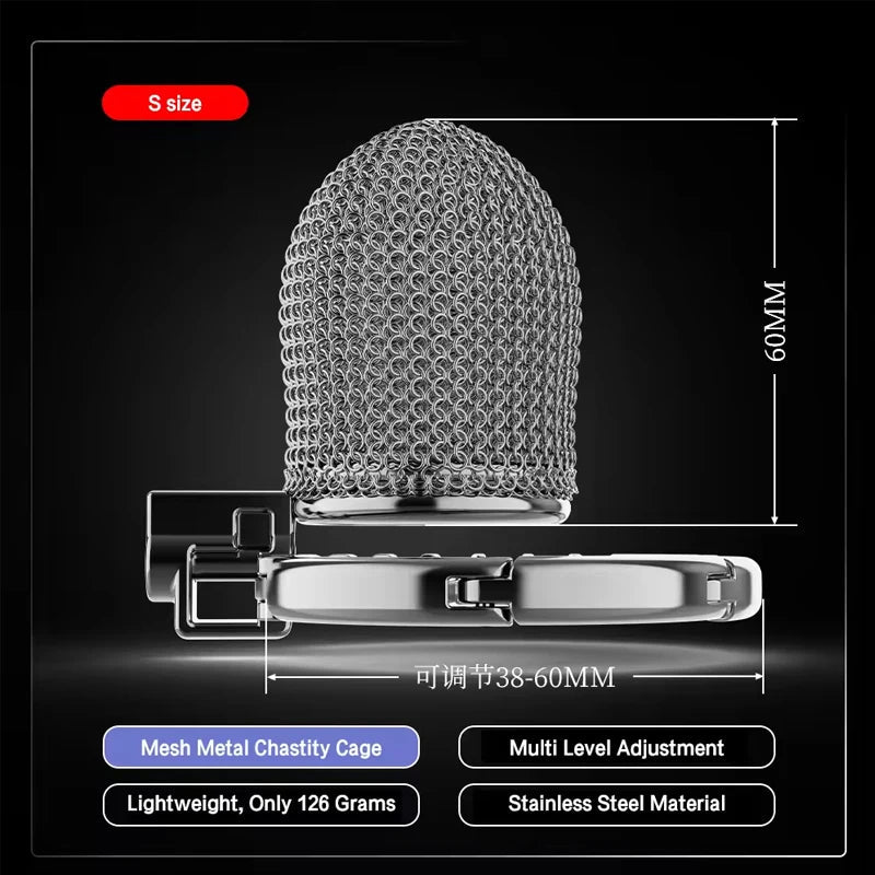 Male Metal Mesh Chastity Cage Sexy Adult Man Chastity Device Cock Cage Adjustable Penis Ring Chastity Lock BDSM Sex Toys For Men luvshop24