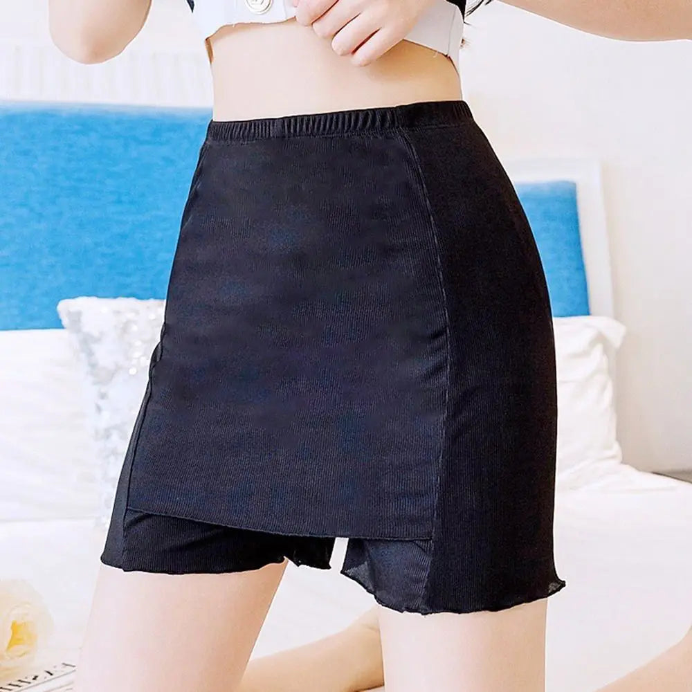 Women's Summer Ice Silk High Waist Shorts Safety Pants Double Layer Seamless Skirt Shorts Underwear Boxer Underpants luvshop24