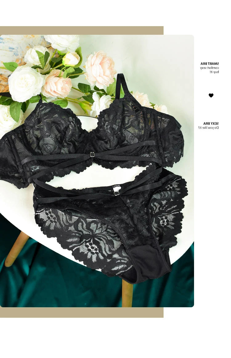 Logirlve Sexy Tоy For Women Bra Set Lingerie Push Up Brassiere Lace Embroidery Underwear Set Ultra-thin Cup Female Lingerie luvshop24